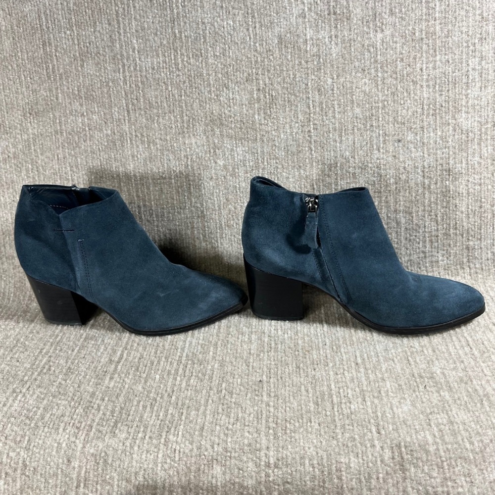 Marc FIsher Blue Suede Ankle Booties Zip Block Heel Fashion Shoes Womens 6.5M - Picture 4 of 11